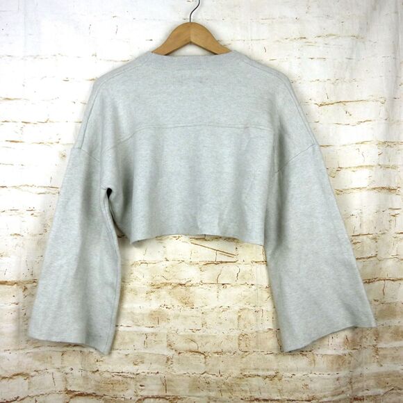 Princess Polly Crop Bell Sleeves Sweater Womens XS Gray Girl Soldier Relaxed - Picture 8 of 11